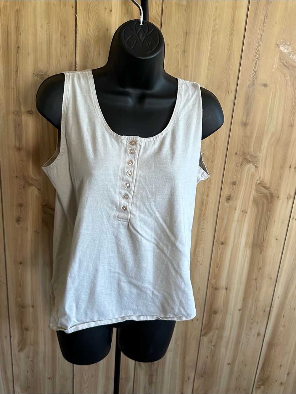 Women's Cream Button-Front Tank Top, Vintage 90s size Large